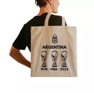 Bolsa De Tela Lienzo Argentina Campeón Canvas Tote Bag Reusable Bag Argentina Champion World Cup Qatar (1 pc)