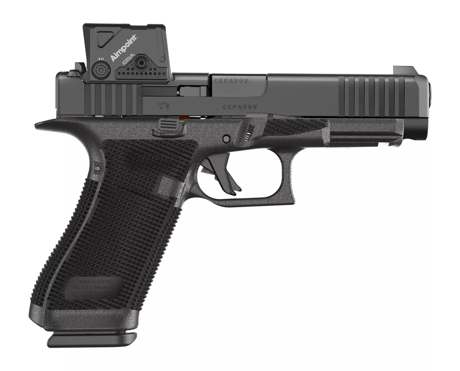 Glock P61750B03DC8A3 G17 Gen6 w/Aimpoint Full Size 9mm Luger 17+1 4.49″ Black GMB Barrel, Black nDLC Steel Serrated w/Optic Slide, Black Polymer Frame w/Accessory Rail, Interchangeable Backstrap Grip,