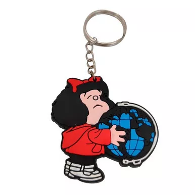 Llavero Goma Mafalda Planeta Rubber Keychain Mafalda & The World Key Ring -Official License (1 pc)