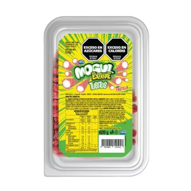 Mogul Extreme Sour Strawberry Chewy Candy Tubes Tubitos Ácidos Sabor a Frutilla, 620 g / 21.86 oz