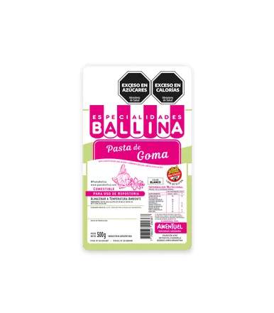 Pasta Ballina White Gum Vanilla-Flavored Paste for Cake Decorating, Create Flowers, Leaves, Elegant Ruffles Pasta de Goma, 500 g / 1.1 lb bag